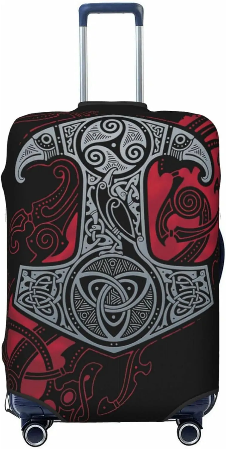 Luggage Cover For Travel Vikings Norse Mythology Thor'S Hammer Celtic Knot Rune– High Elasticity Ideal For Travel 20-28 Inch.