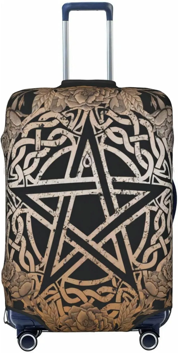 Luggage Cover For Travel Wiccan Occult Pentagram Pentacle Pagan–dustproof Ideal For Travel 20-28 Inch.