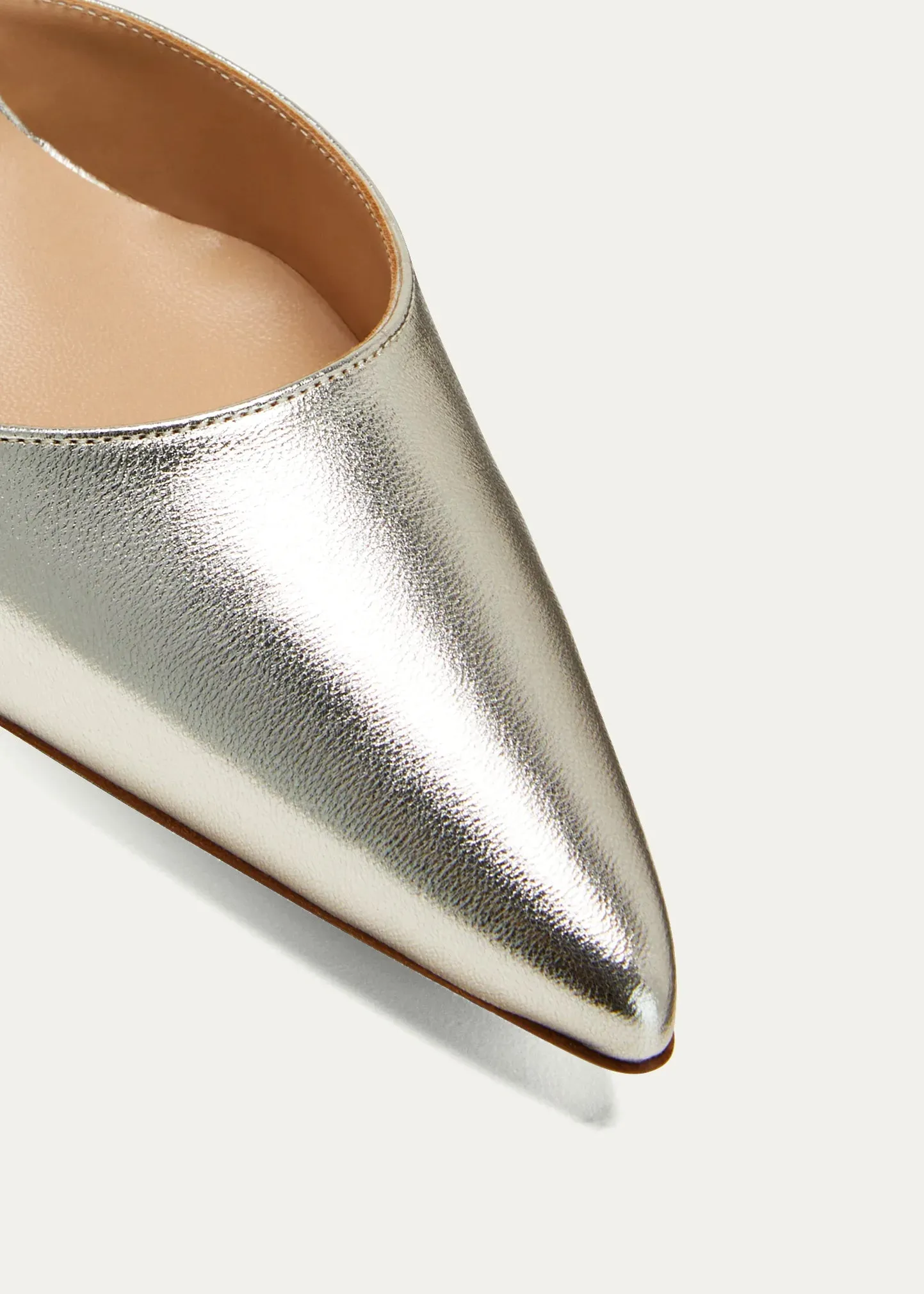 Manolo Blahnik Metallic Leather Mid-Heel Slingback Pumps