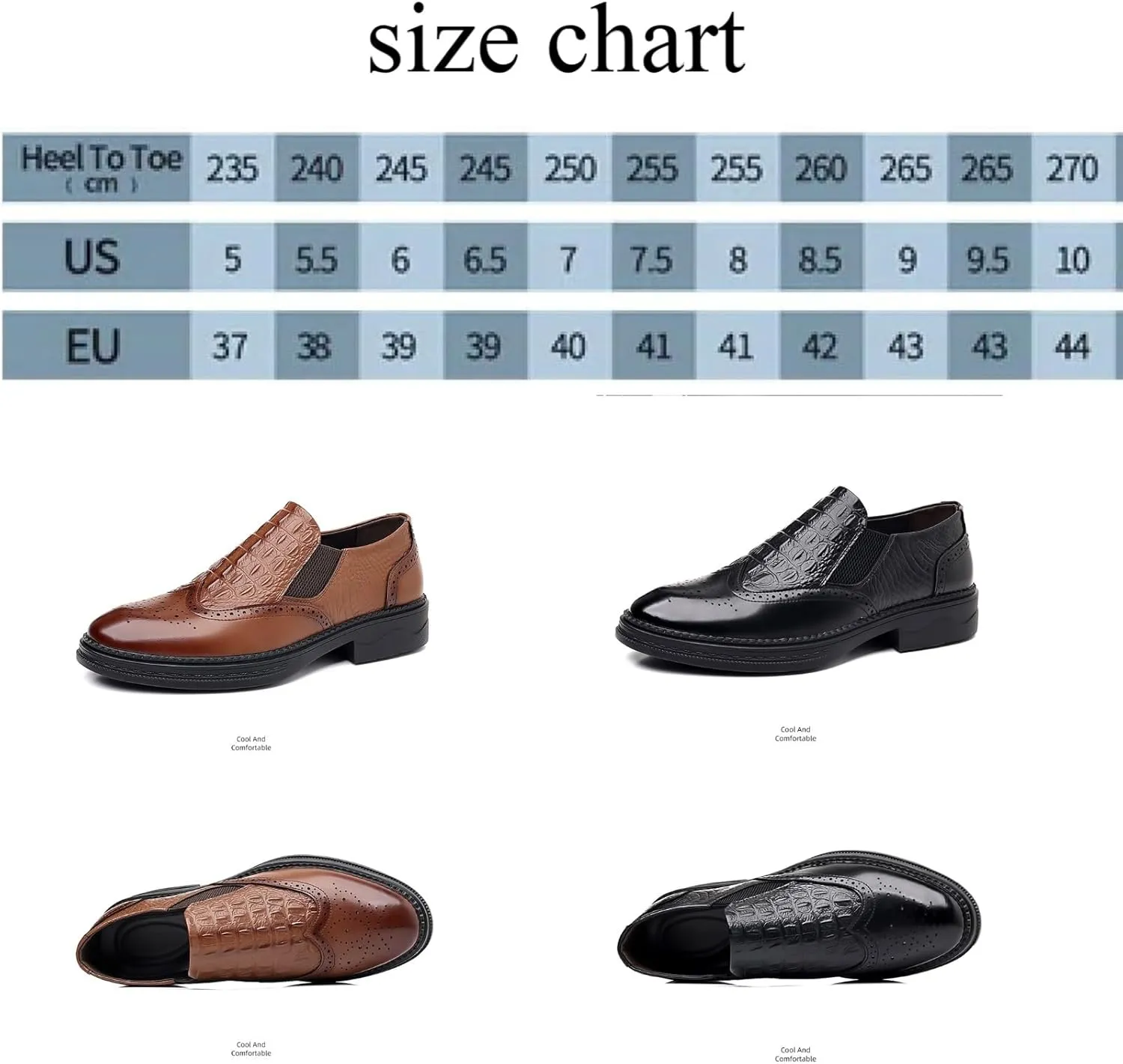 Men's Classic Business Casual Brogue Leather Shoes Fashionable and Comfortable Slip-On Pattern Oxfords Shoes