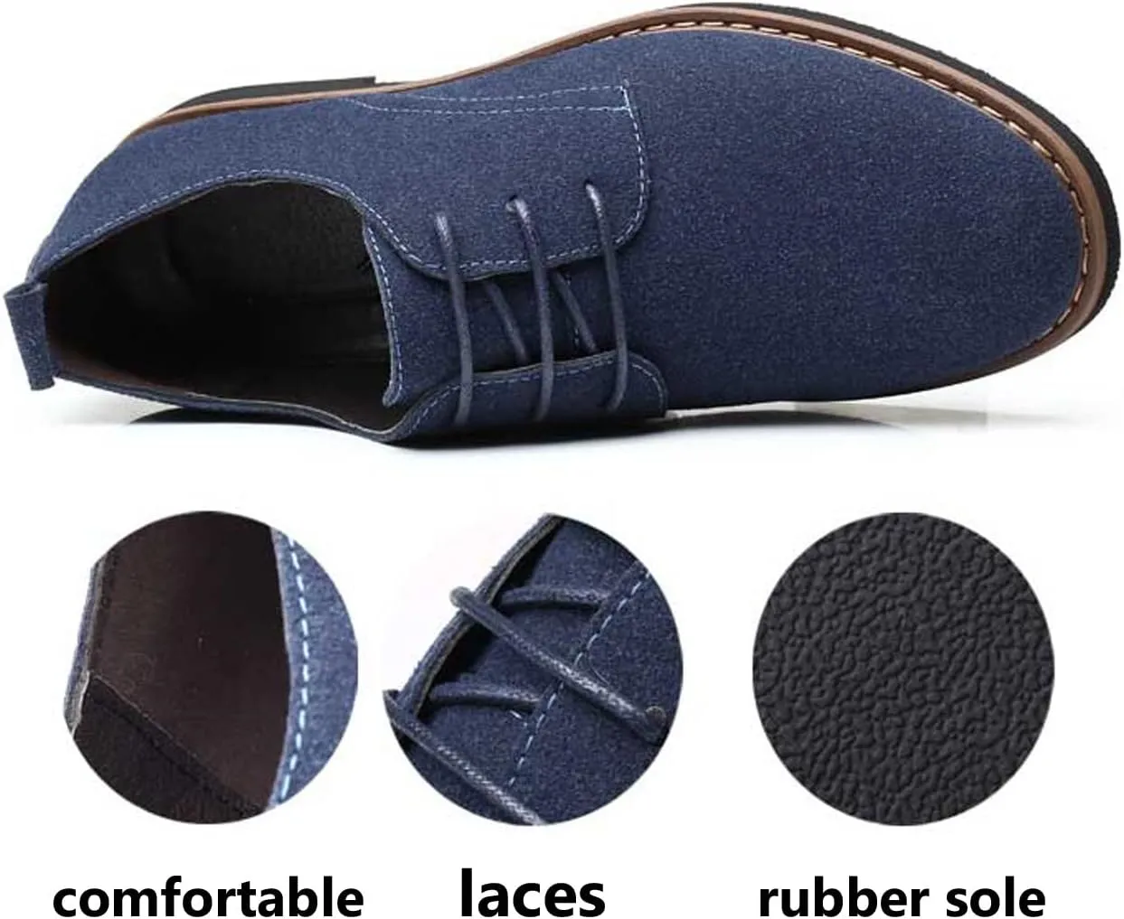 Men's Oxford Dress Shoes Classic Lace Up Casual Suede Leather Low-Top British Business Breathable Formal