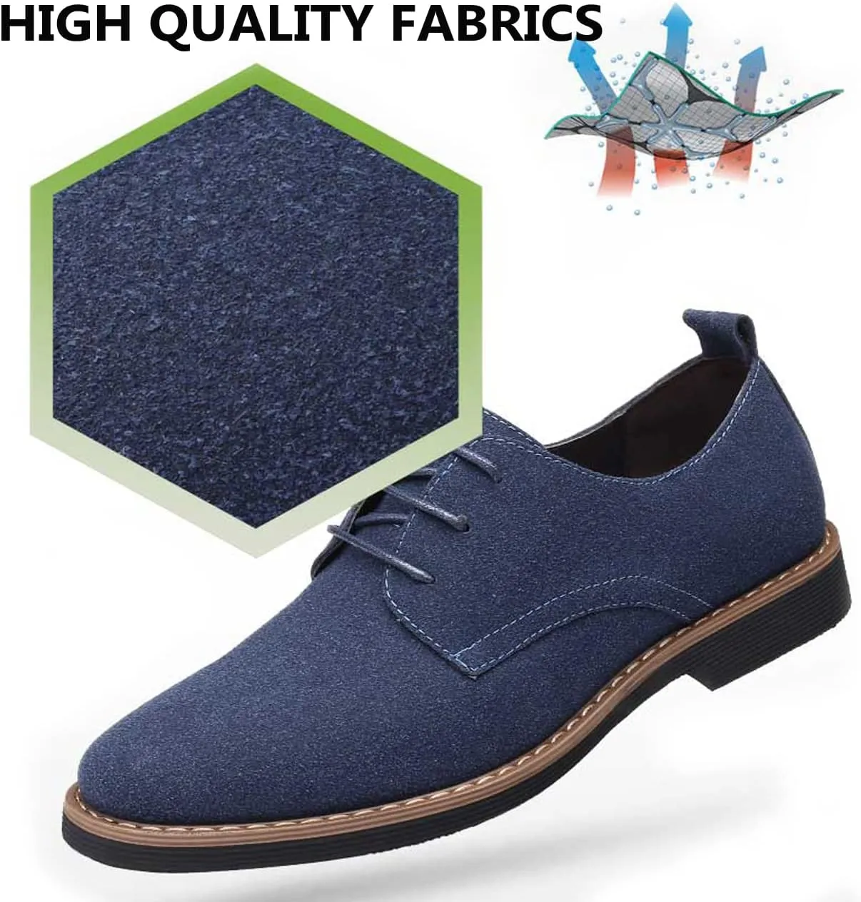Men's Oxford Dress Shoes Classic Lace Up Casual Suede Leather Low-Top British Business Breathable Formal