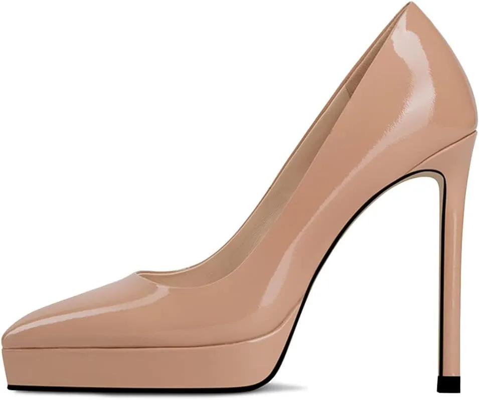 Milooey shoes Women Closed Pointed Toe Slip On Platform Pumps Sexy Stiletto High Heels Lady Elegant Dress Formal Shoes Size 4-16 Us