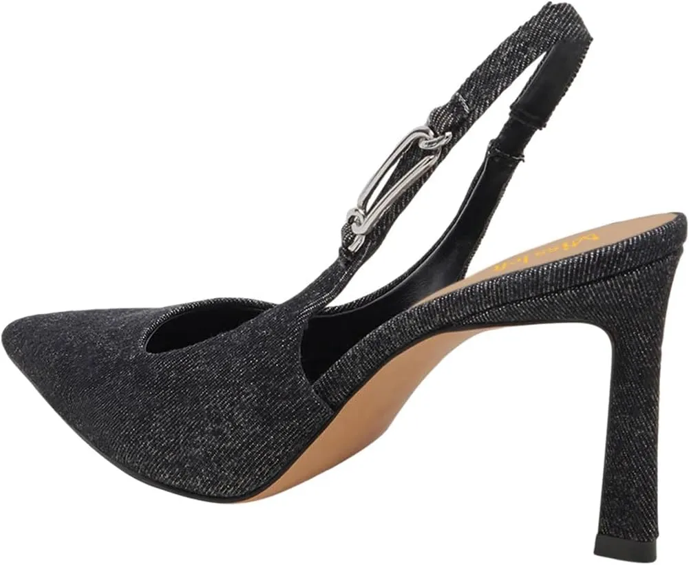 miss left Women Closed Pointy Toe Slingback Pumps Slim High Heels Slip Ons with Elastic Chain Strap Dressy Party Prom Date Shoes Size 4-16 US