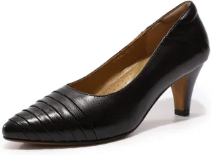 Mona flying Women's Leather Comfort Closed Pointed Toe Pumps Womens High Heels Work Office Dress Shoes for Ladies