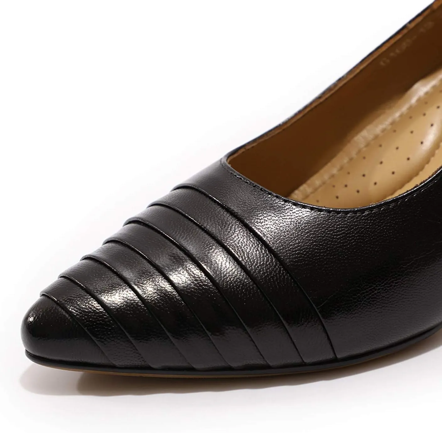 Mona flying Women's Leather Comfort Closed Pointed Toe Pumps Womens High Heels Work Office Dress Shoes for Ladies