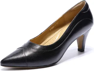 Mona flying Women's Leather Pointed Toe Dress Pumps Comfort High Heels Office Work Shoes for Ladies