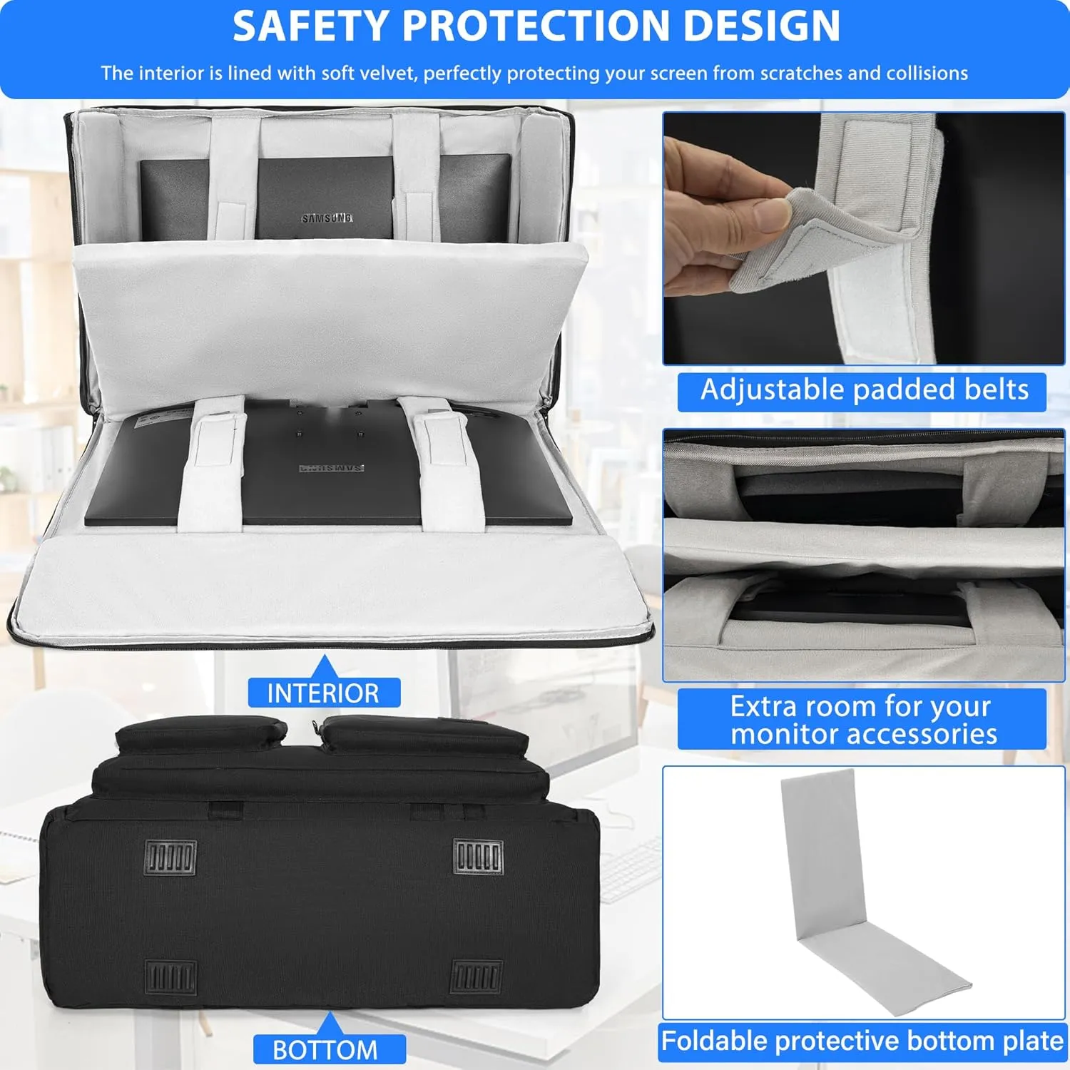 Monitor (up to 2) Carrying Case for Transporting LCD Screens, Monitors and TVs Between 19"- 24"