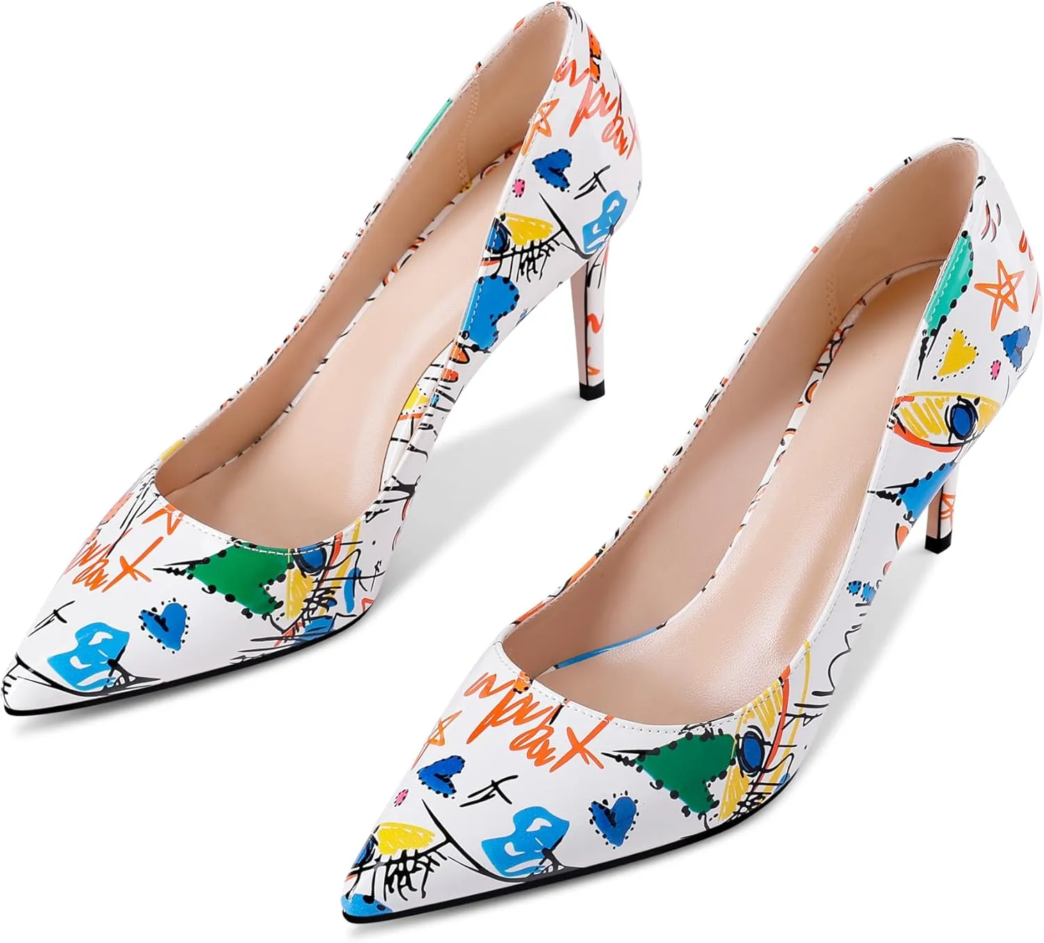 Multicolor Pumps for Women,Pointed-Toe High Heels Dress Wedding Office Pump Shoes
