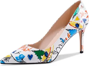 Multicolor Pumps for Women,Pointed-Toe High Heels Dress Wedding Office Pump Shoes