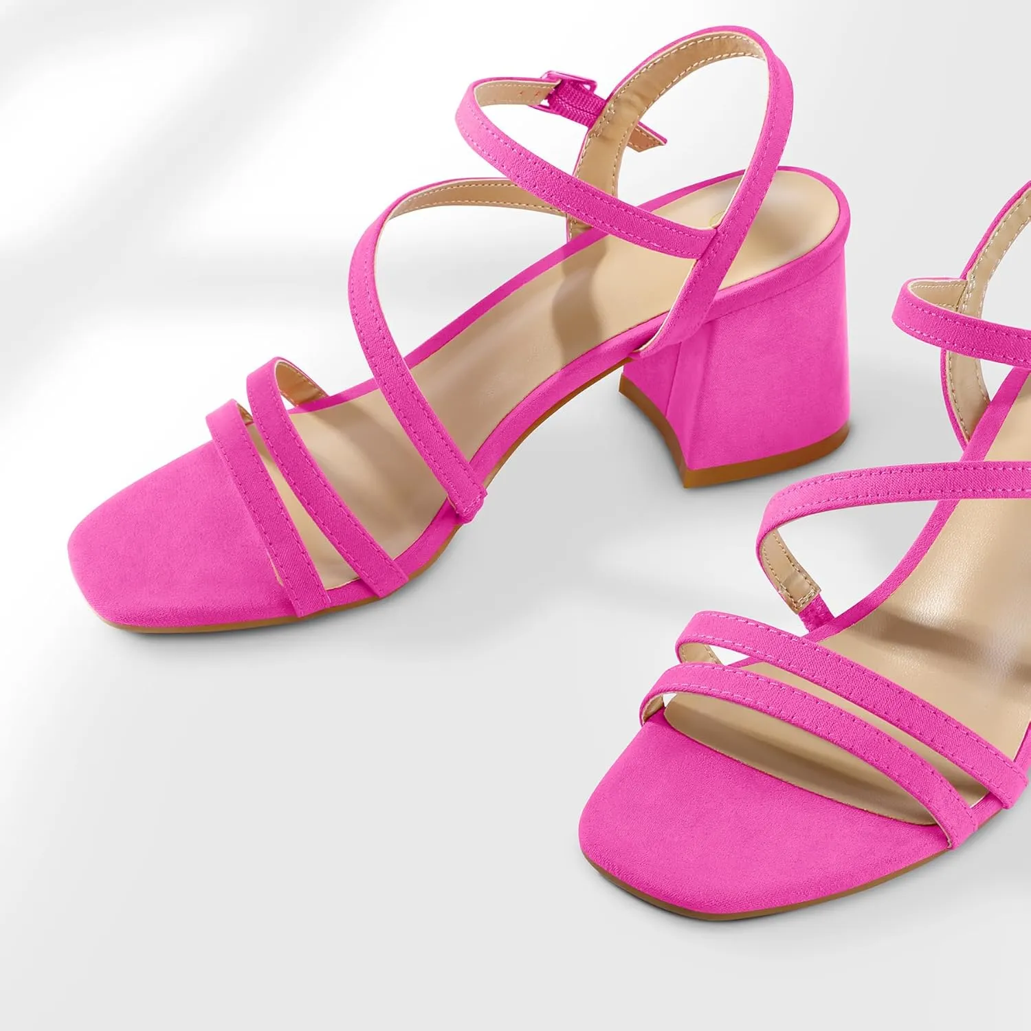 mysoft Women's Strappy Low Chunky Block Heel Sandals Open Toe Dress Shoes