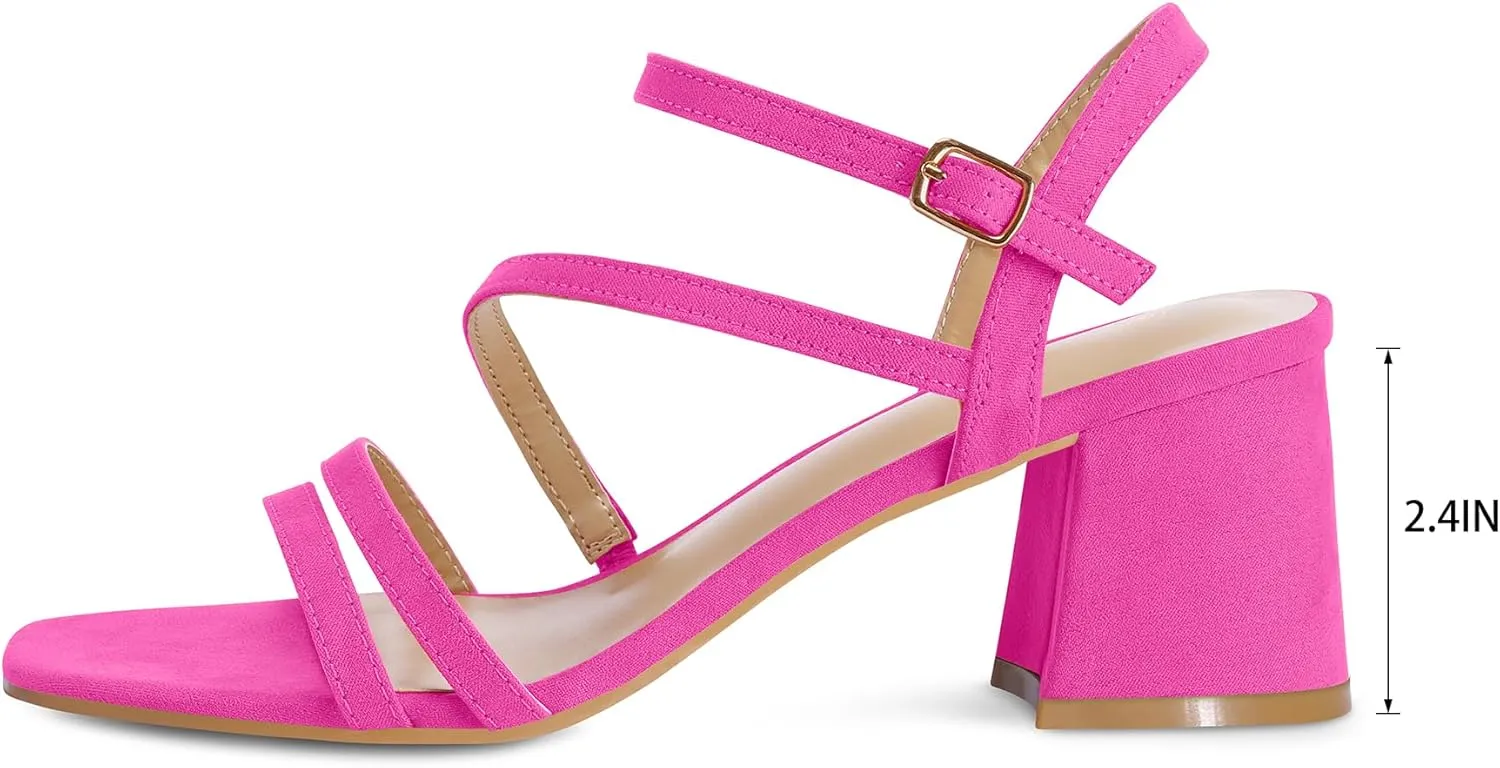 mysoft Women's Strappy Low Chunky Block Heel Sandals Open Toe Dress Shoes