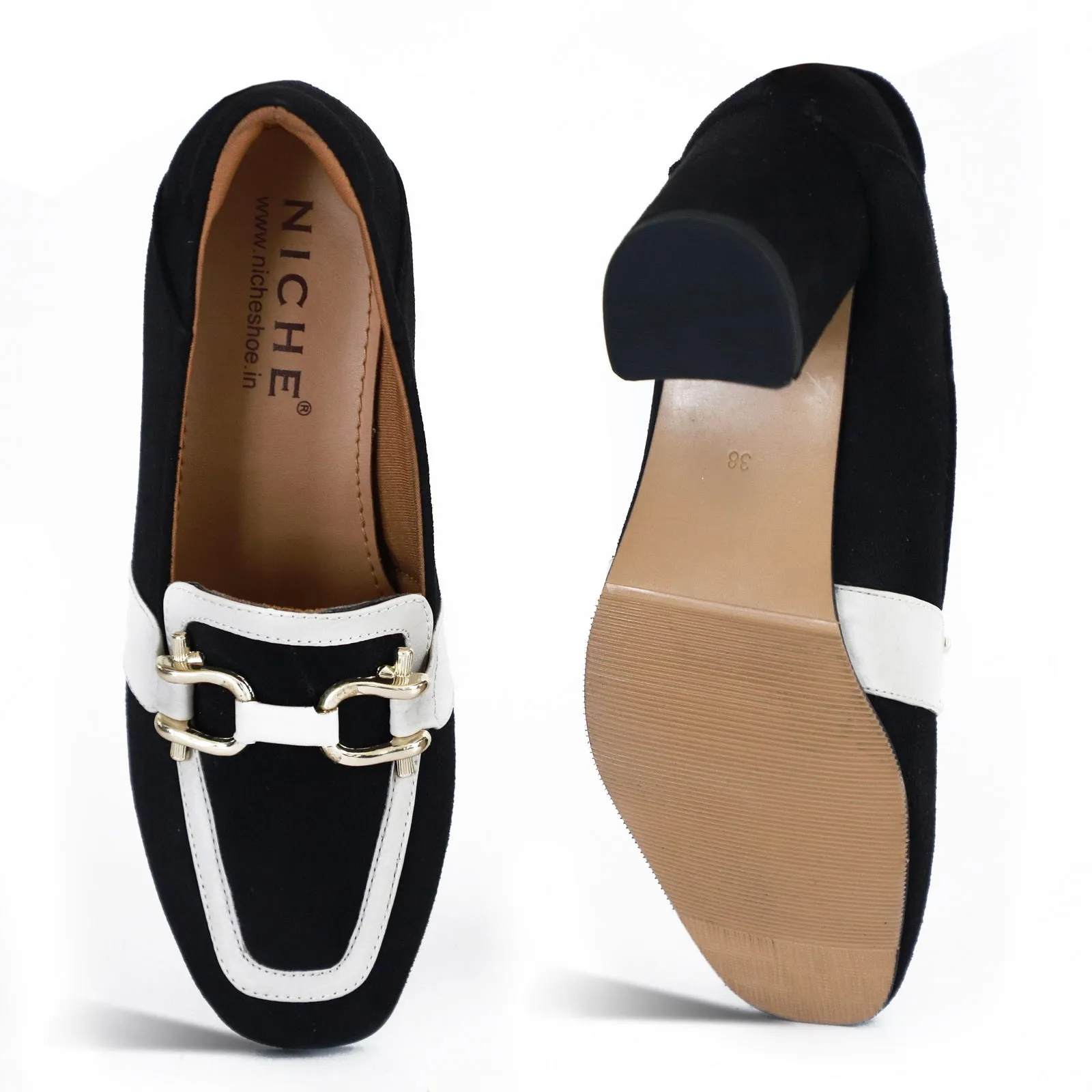 NICHE Women Black Suede Block Heels