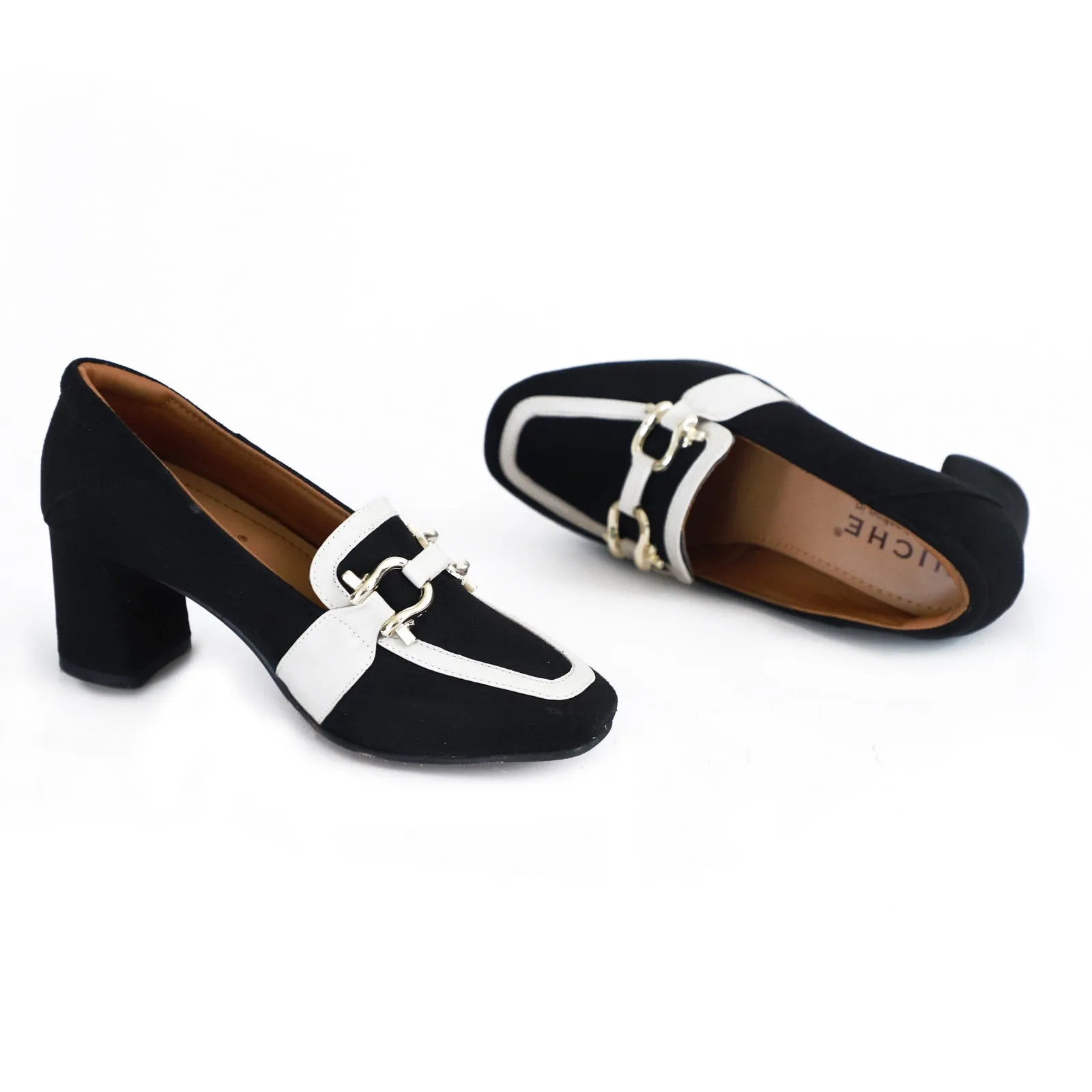 NICHE Women Black Suede Block Heels