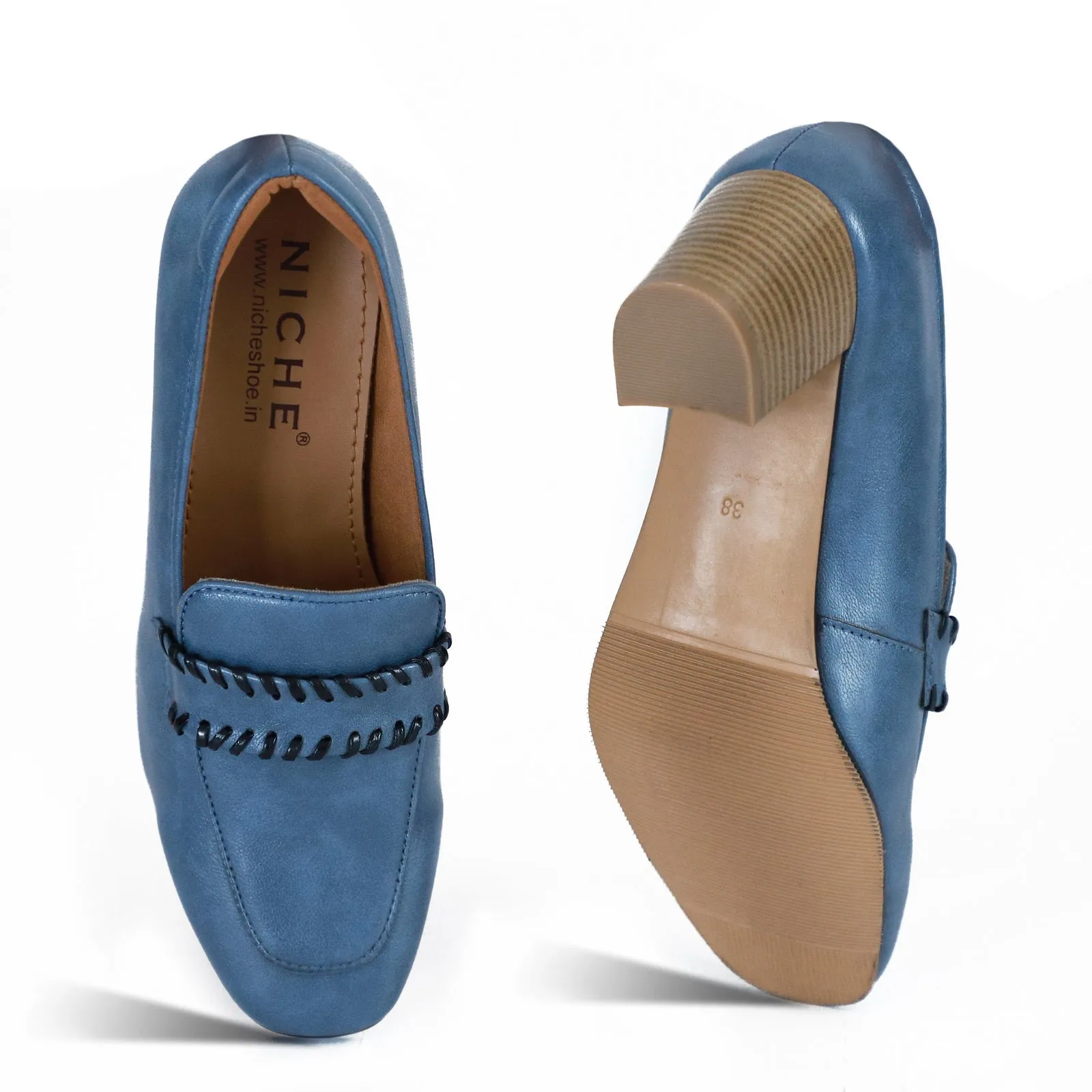NICHE Women Classic Mid Block Heels - Blue
