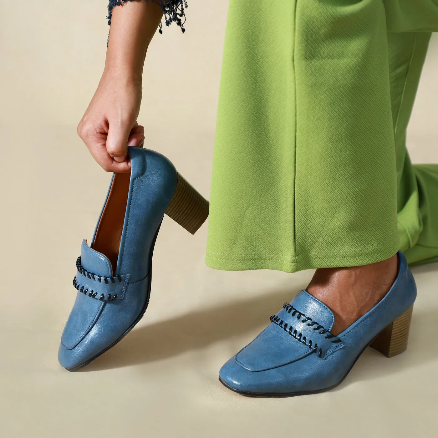 NICHE Women Classic Mid Block Heels - Blue