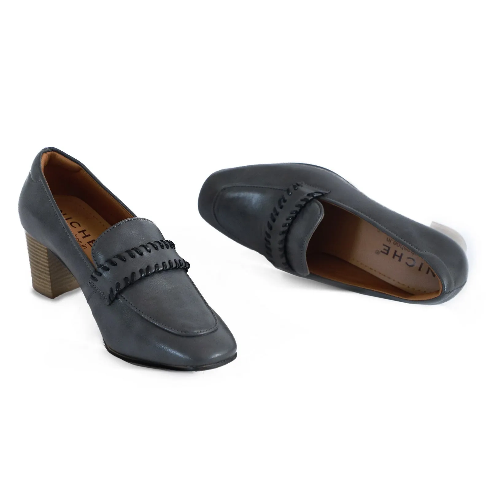 NICHE Women Classic Mid Block Heels - Gray