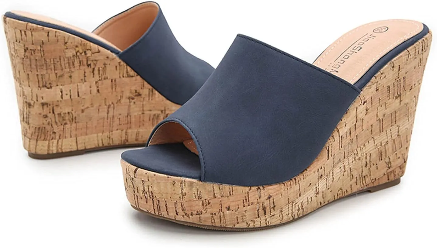 oiangi Womens Wedge High Heels Sandals Summer Fashion Fish Mouth Open Toe Solid Color Strap Platform Slippers Comfortable Trendy Casual Outdoor Beach Shoes