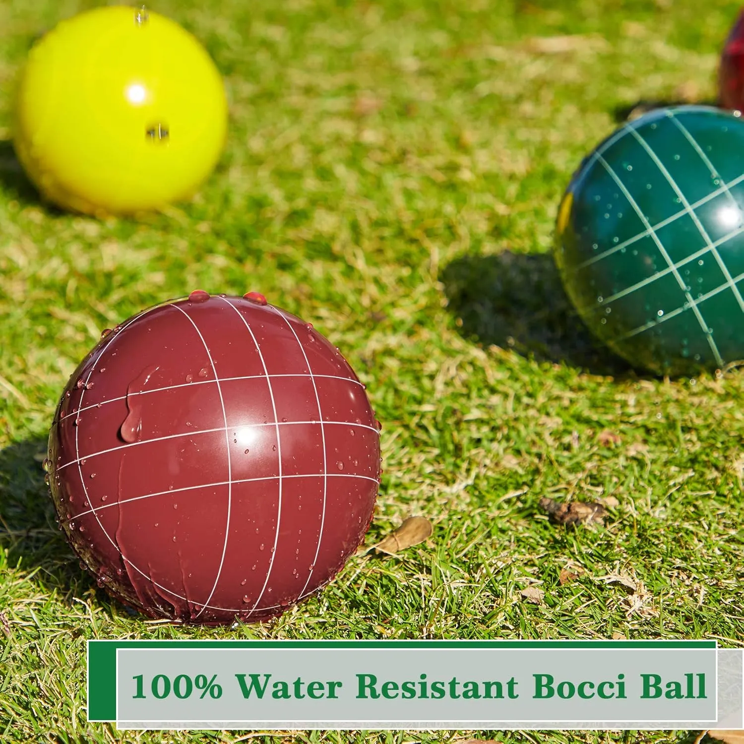 Olsa 90/100/107mm Bocce Balls Set Outdoor Games,Bocci Ball Yard Games Backyard Game Set with 8 Poly-Resin Balls, 1 White Pallino, Premium Carrying Bag, Outdoor Game for Adults Family