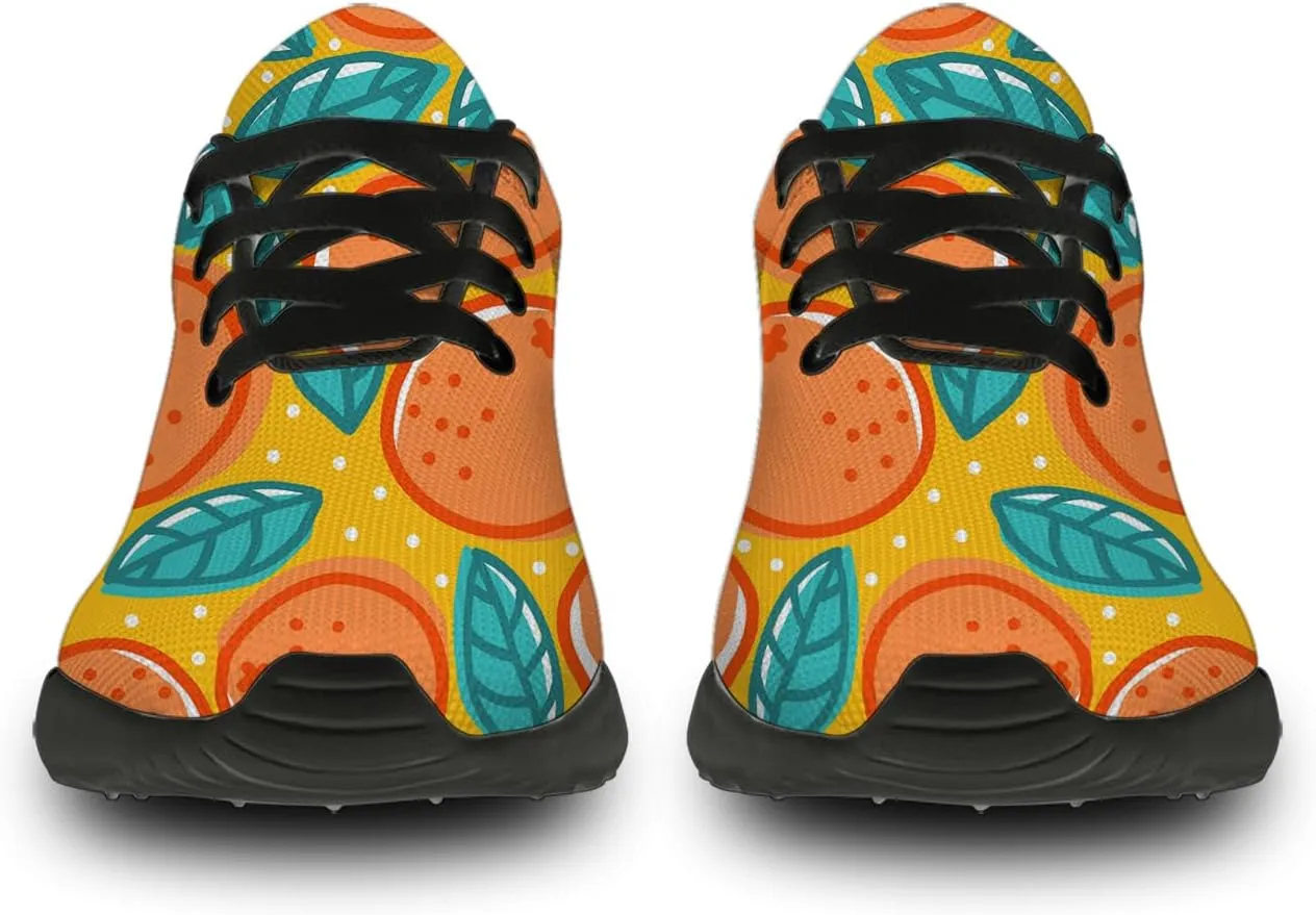 Orange Print Tennis Shoes Men Women Lightweight Running Shoes Walking Fashion Sneakers Gifts for Him Her
