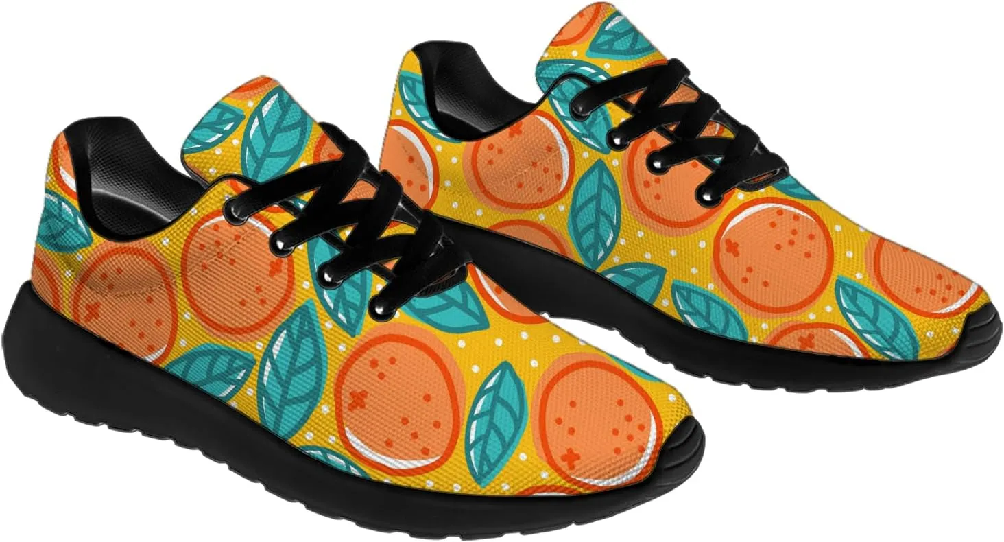 Orange Print Tennis Shoes Men Women Lightweight Running Shoes Walking Fashion Sneakers Gifts for Him Her