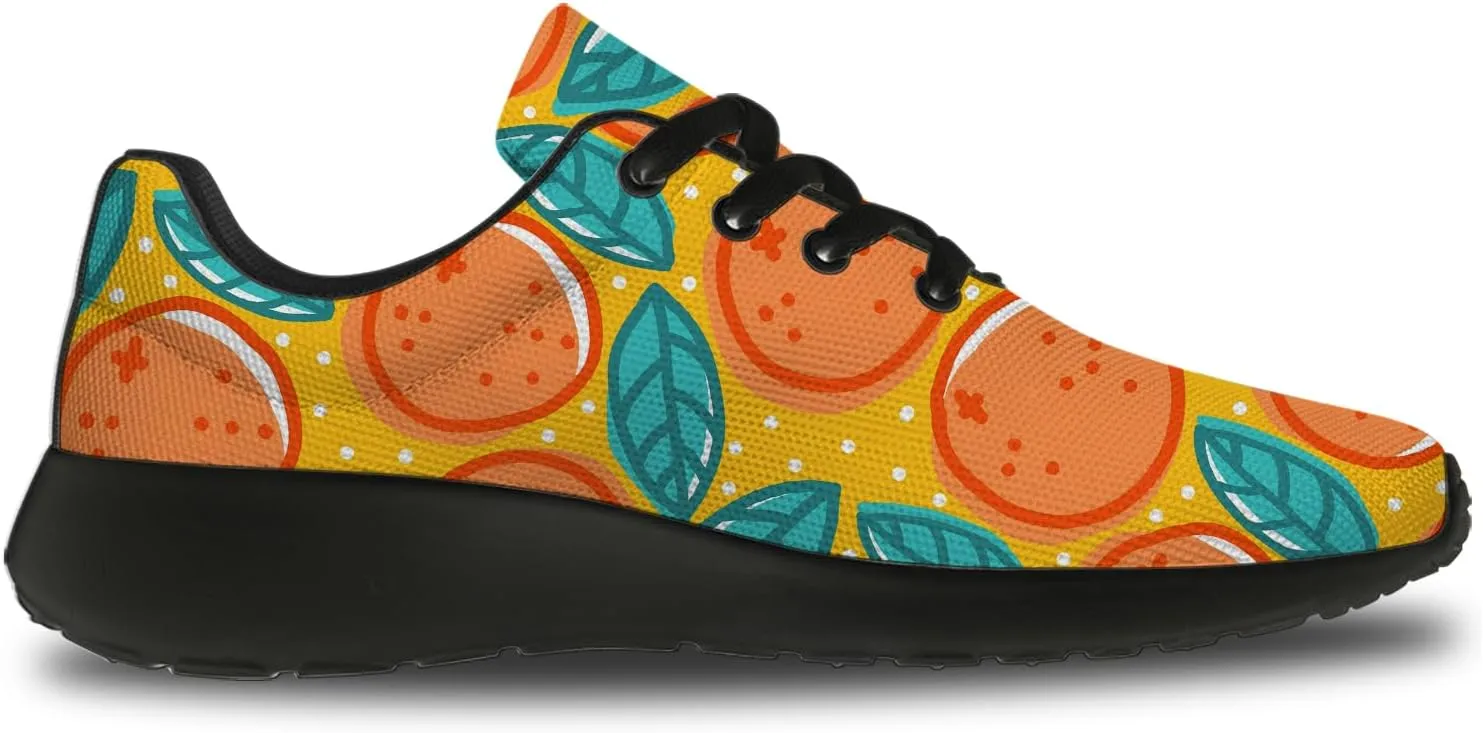 Orange Print Tennis Shoes Men Women Lightweight Running Shoes Walking Fashion Sneakers Gifts for Him Her