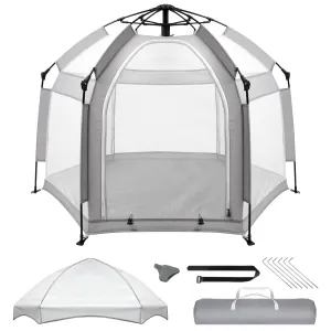 Palopalo Pop Up Baby Playpen with UPF50  Canopy, Indoor & Outdoor Foldable Play Pen for Babies and Toddlers, Portable Baby Beach Tent with Travel Bag, Pop Up Pack and Play Yard, Grey
