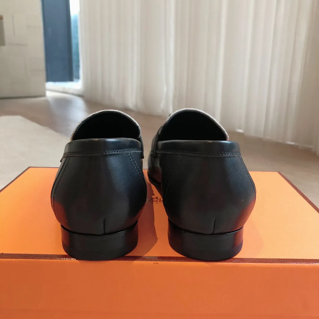Paris Loafer Grey Canvas and Black Calfskin With Signature Buckle 734379