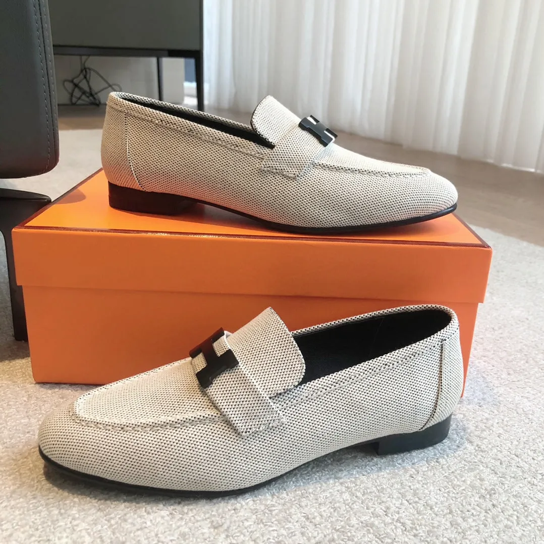 Paris Loafer Grey Canvas With Black Signature Buckle 509369
