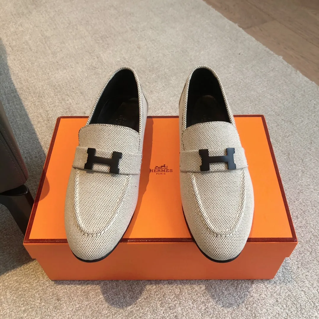 Paris Loafer Grey Canvas With Black Signature Buckle 509369