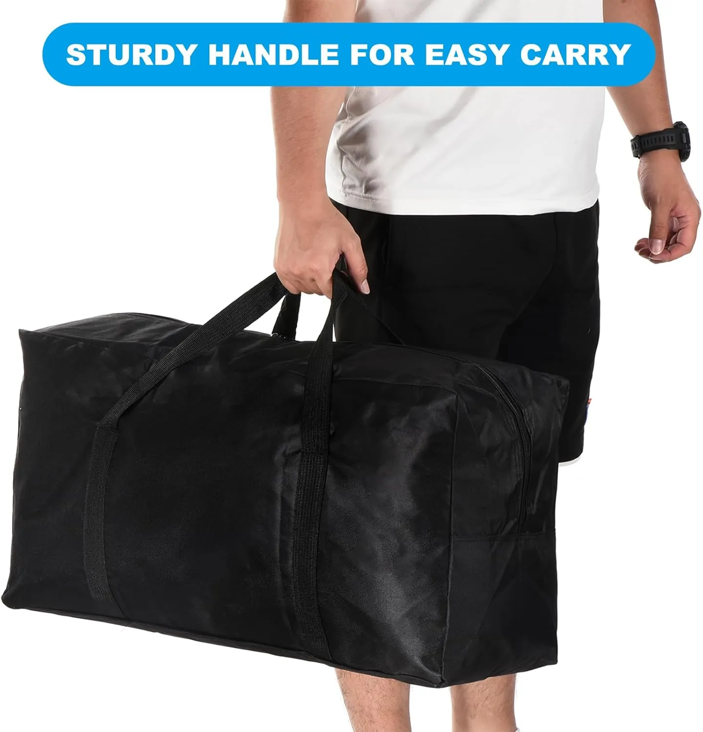 PATIKIL 35" Extra Large Moving Bag for Travel, 210D Oxford Waterproof Storage Bag with Double Zippers Duffle Bag for Storage Packing Home Traveling Camping, Black (35"x9.8"x19")