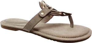 Pierre Dumas Women's Medallion Vegan Slide Thong Flip Flop Flat Sandal