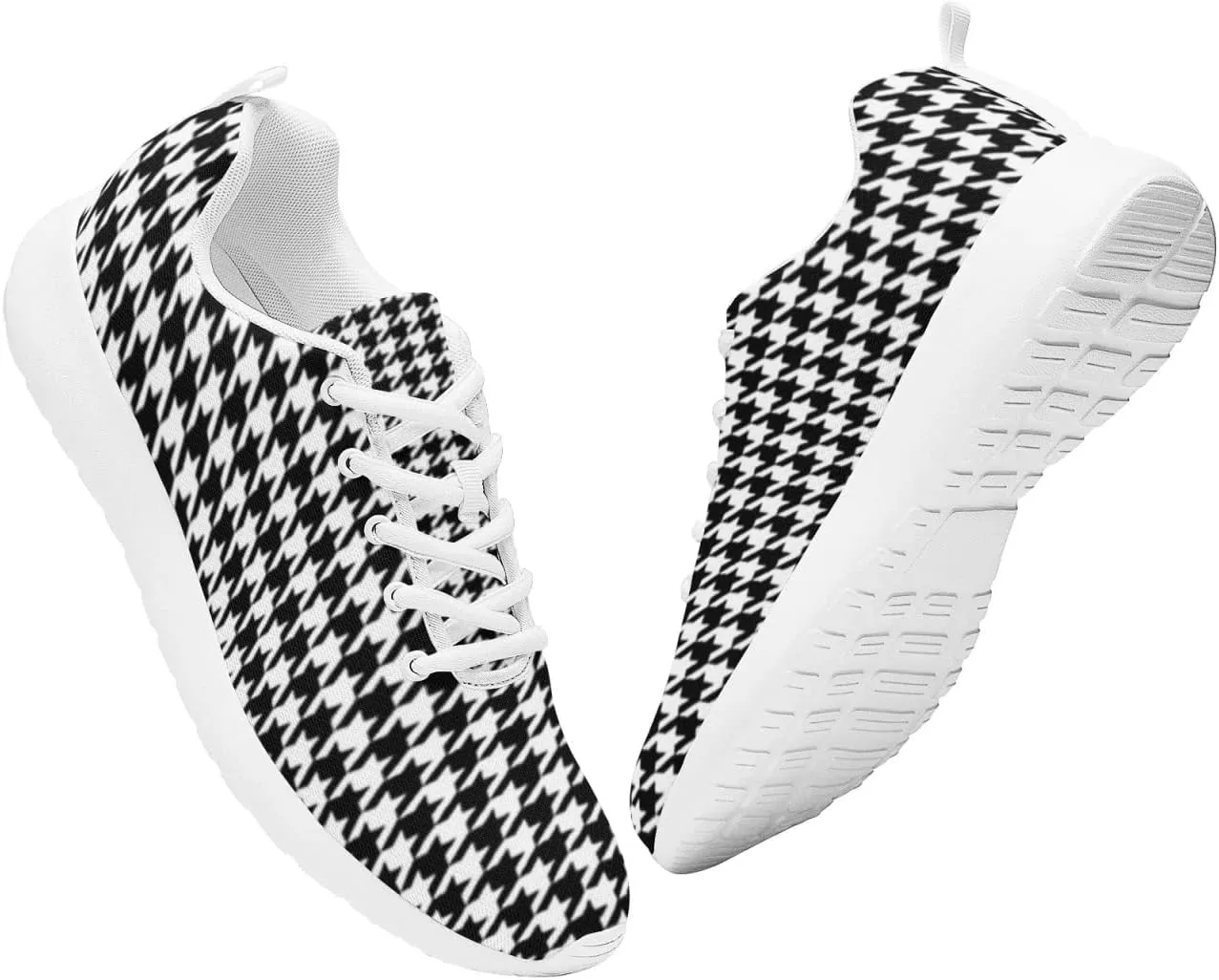 Pitovozu Yellow Squares Orange Black Plaid Sneaker Women Athletic Shoes Running Shoes Sports Sneaker Walking Shoes Gifts for Travel