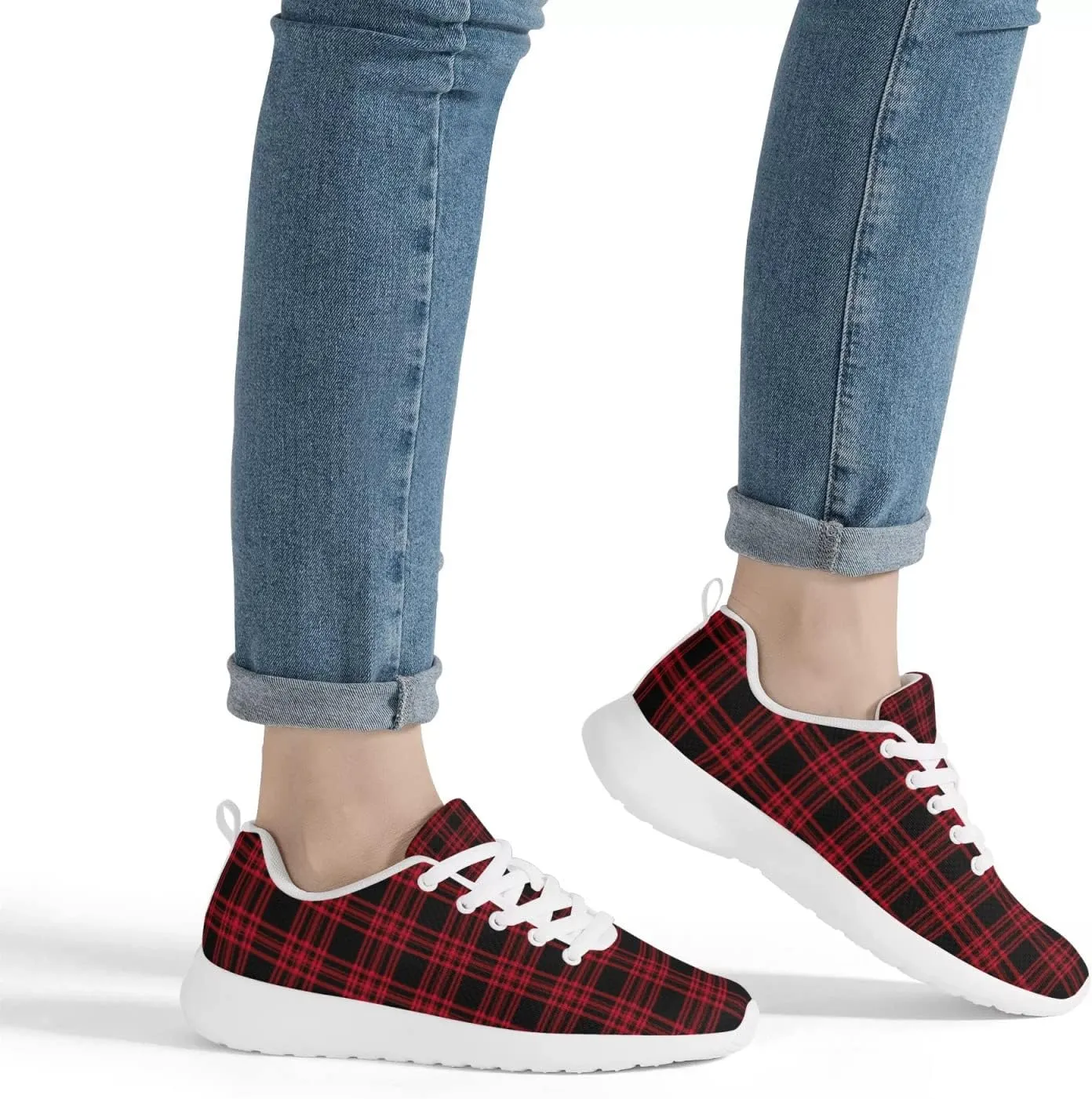 Pitovozu Yellow Squares Orange Black Plaid Sneaker Women Athletic Shoes Running Shoes Sports Sneaker Walking Shoes Gifts for Travel