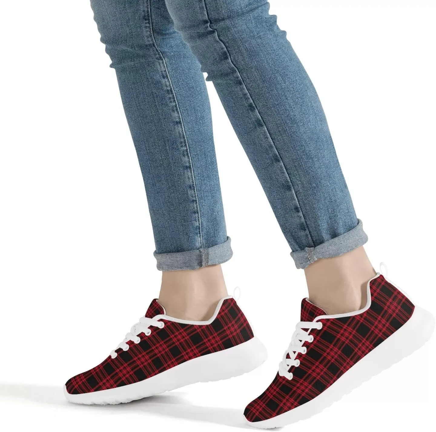Pitovozu Yellow Squares Orange Black Plaid Sneaker Women Athletic Shoes Running Shoes Sports Sneaker Walking Shoes Gifts for Travel