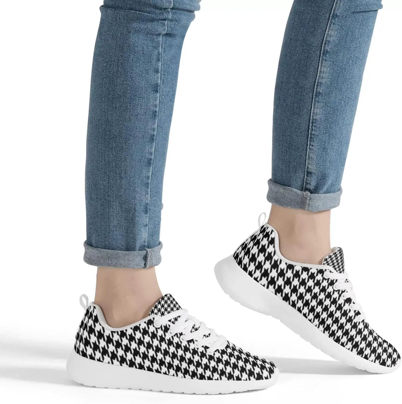 Pitovozu Yellow Squares Orange Black Plaid Sneaker Women Athletic Shoes Running Shoes Sports Sneaker Walking Shoes Gifts for Travel