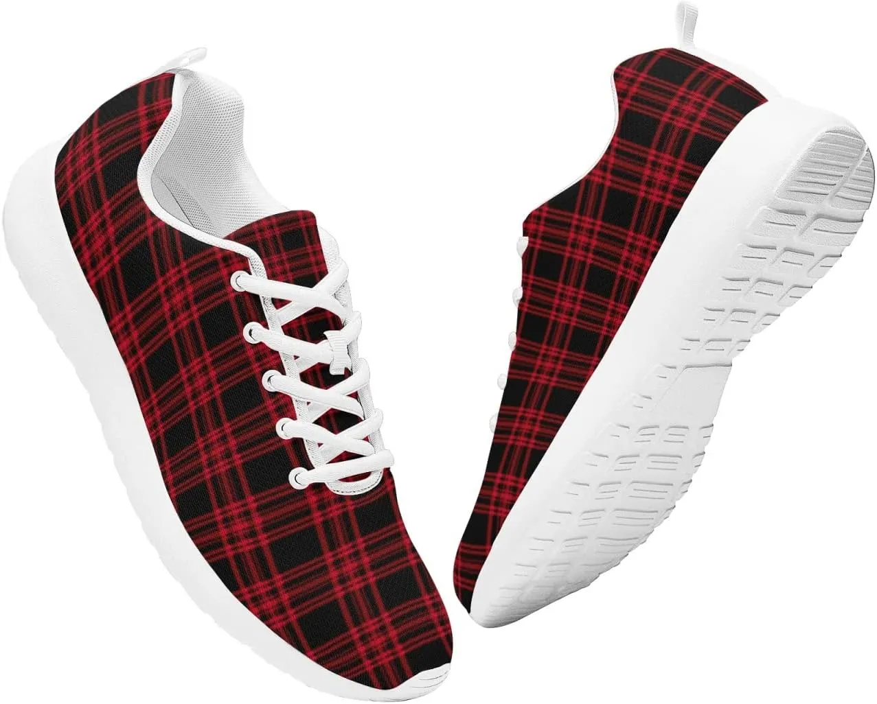 Pitovozu Yellow Squares Orange Black Plaid Sneaker Women Athletic Shoes Running Shoes Sports Sneaker Walking Shoes Gifts for Travel
