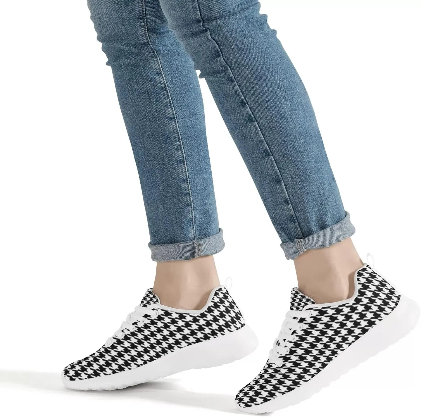 Pitovozu Yellow Squares Orange Black Plaid Sneaker Women Athletic Shoes Running Shoes Sports Sneaker Walking Shoes Gifts for Travel