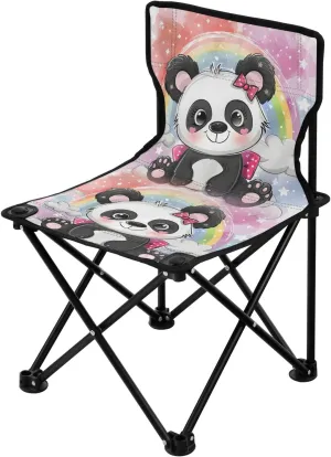 Portable Camping Folding Chairs Foldable Chair Small Panda Cute Cartoon Lightweight Backpacking Outdoor Outside Fishing