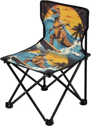 Portable Camping Folding Chairs Foldable Chair Small Surfer Dinosaur Lightweight Backpacking Outdoor Outside Fishing