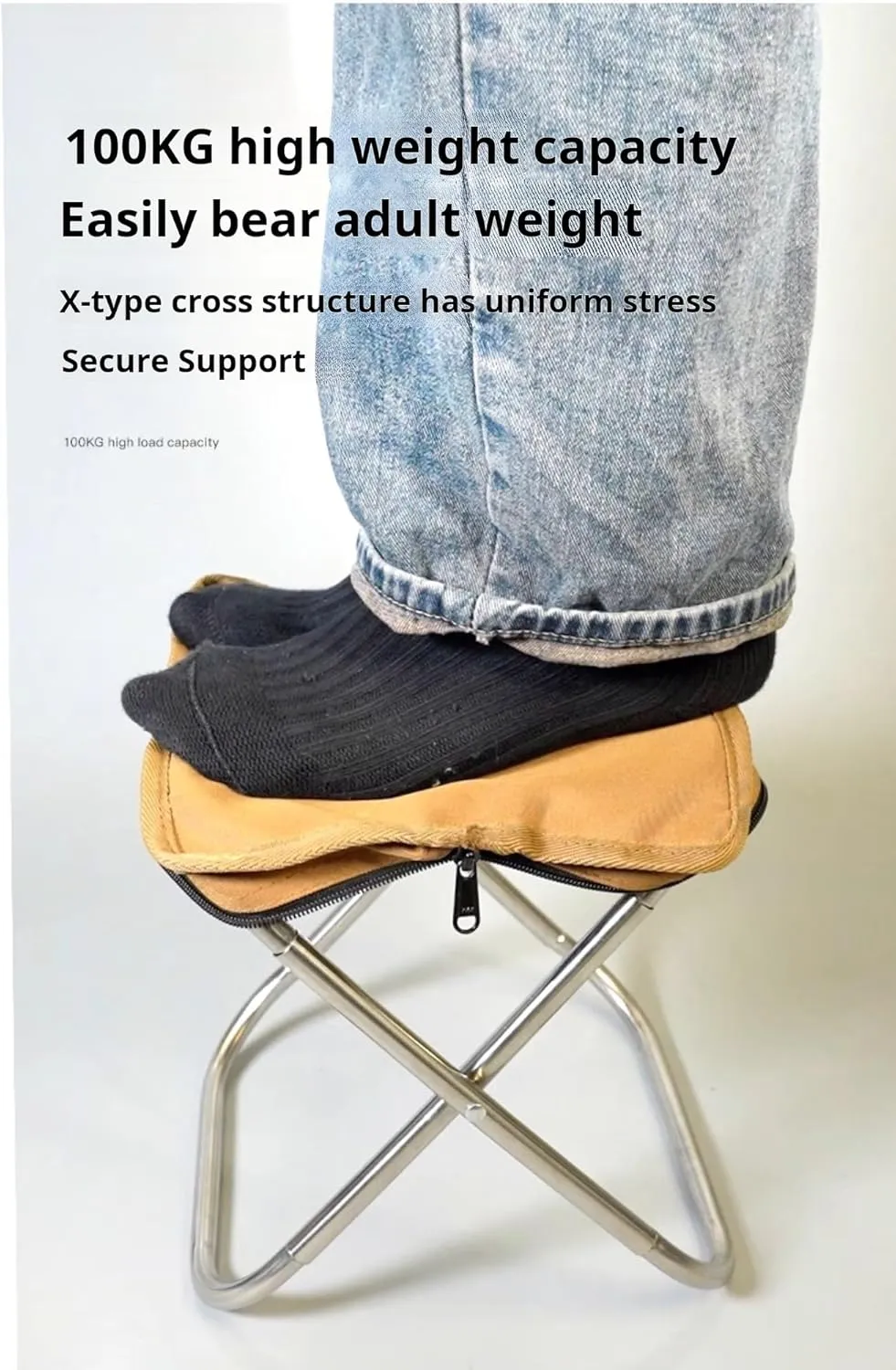 Portable Folding Stool, Camping StoolsX-Shaped Camping Chair, Lightweight Oxford Fabric, 275-385 lbs Capacity,Travel Seat for Outdoor Activities, & Commuting (Black, Load capacity 385 lbs.)