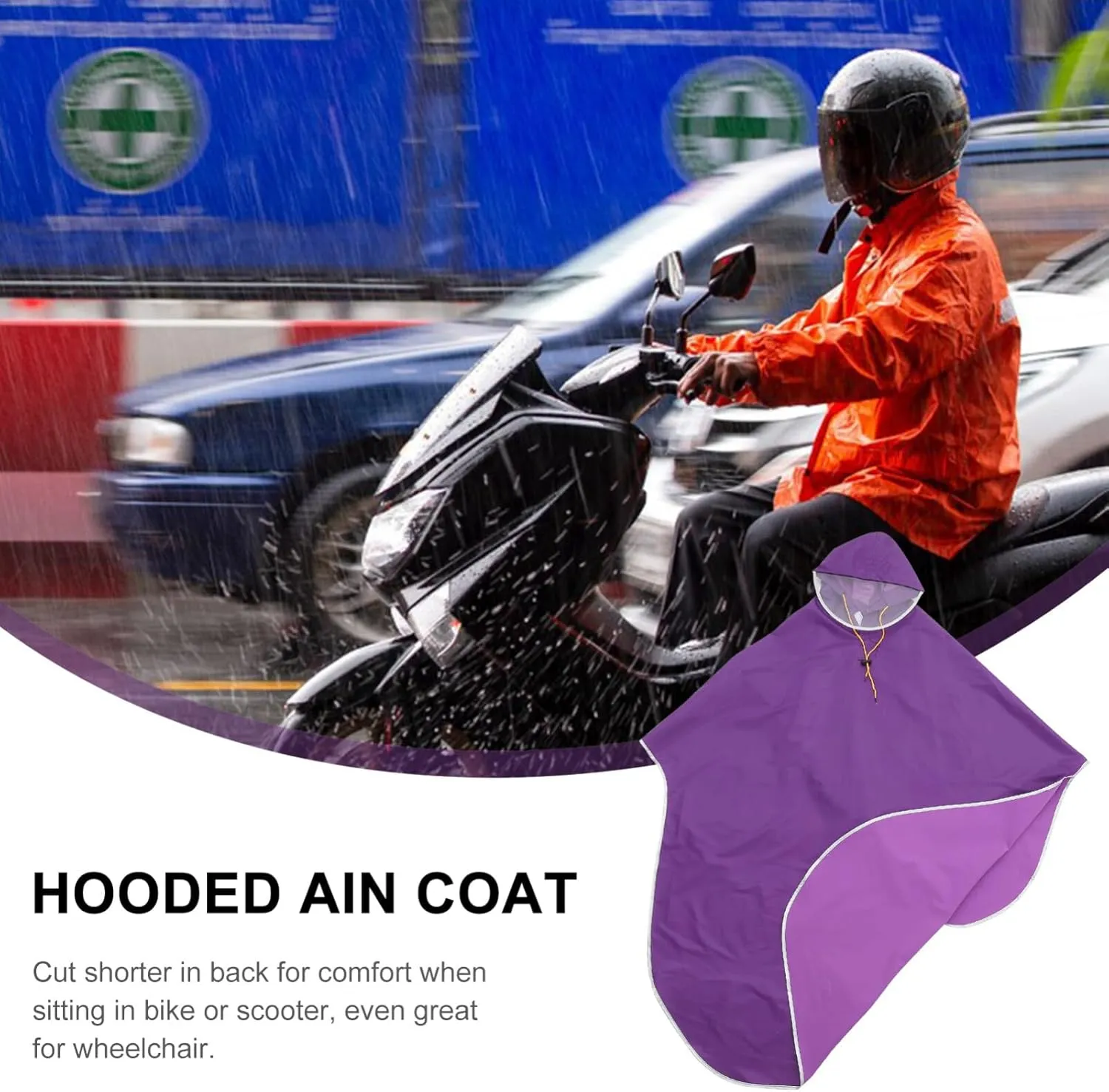 Raincoat for Men and Women Cycling Bike Raincoat Rain Cape Windproof Rain Coat Scooter Cover(Dark Blue)