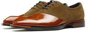 Santimon Men’s Two-Tone Leather & Suede Oxfords Dress Shoes – Formal Business Casual & Wedding Suit Shoes – Fashion Comfort Non-Slip Rubber Sole Derby