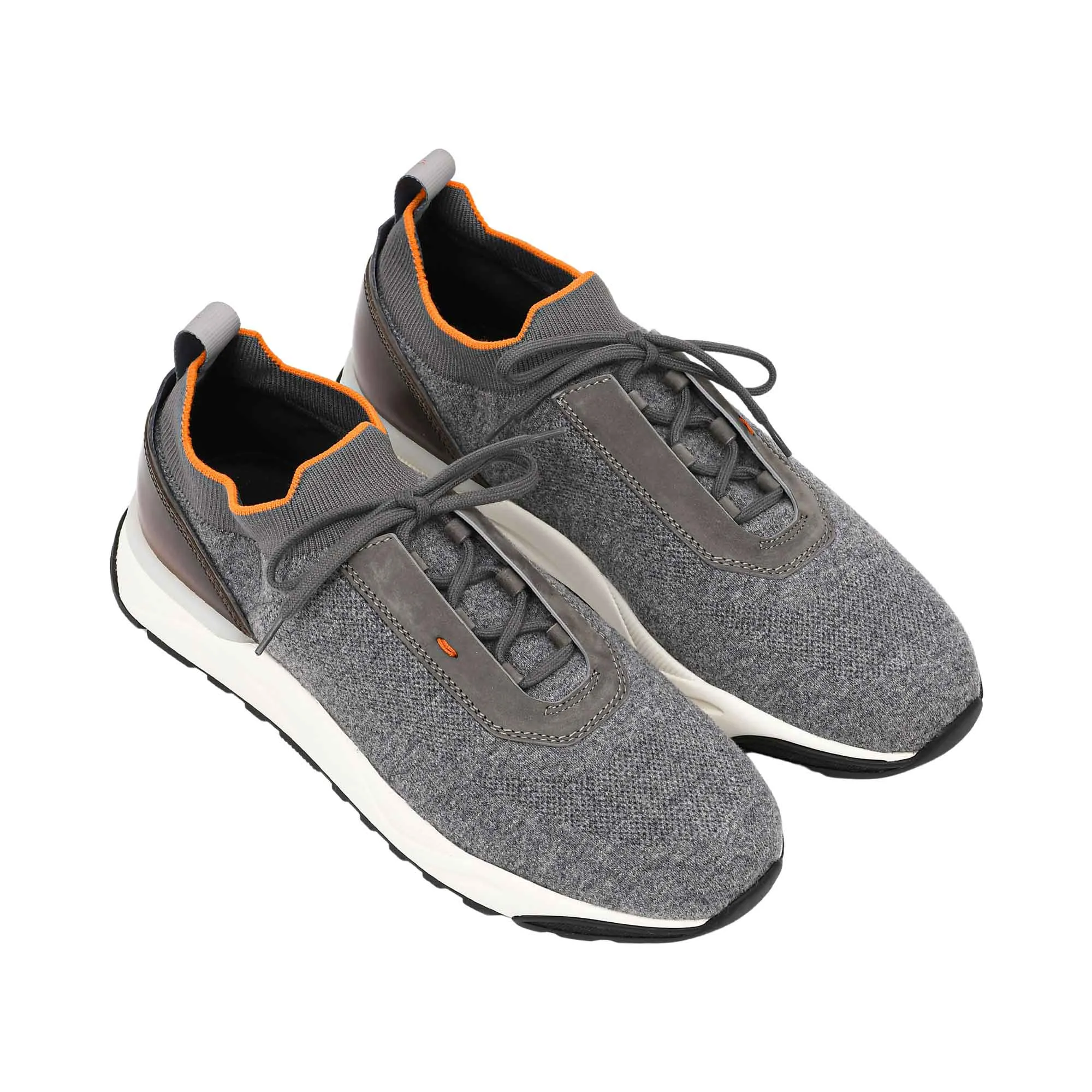 Santoni Men's Grey Knit Sneaker