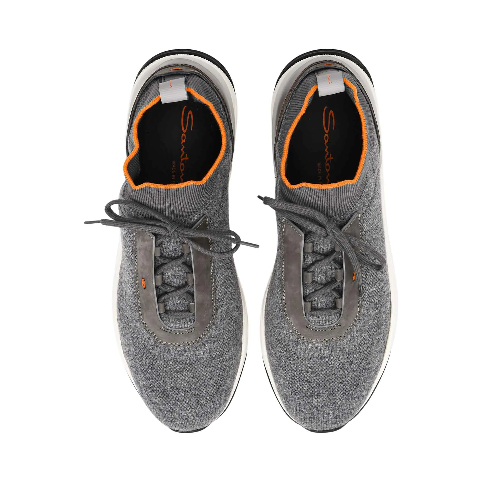 Santoni Men's Grey Knit Sneaker