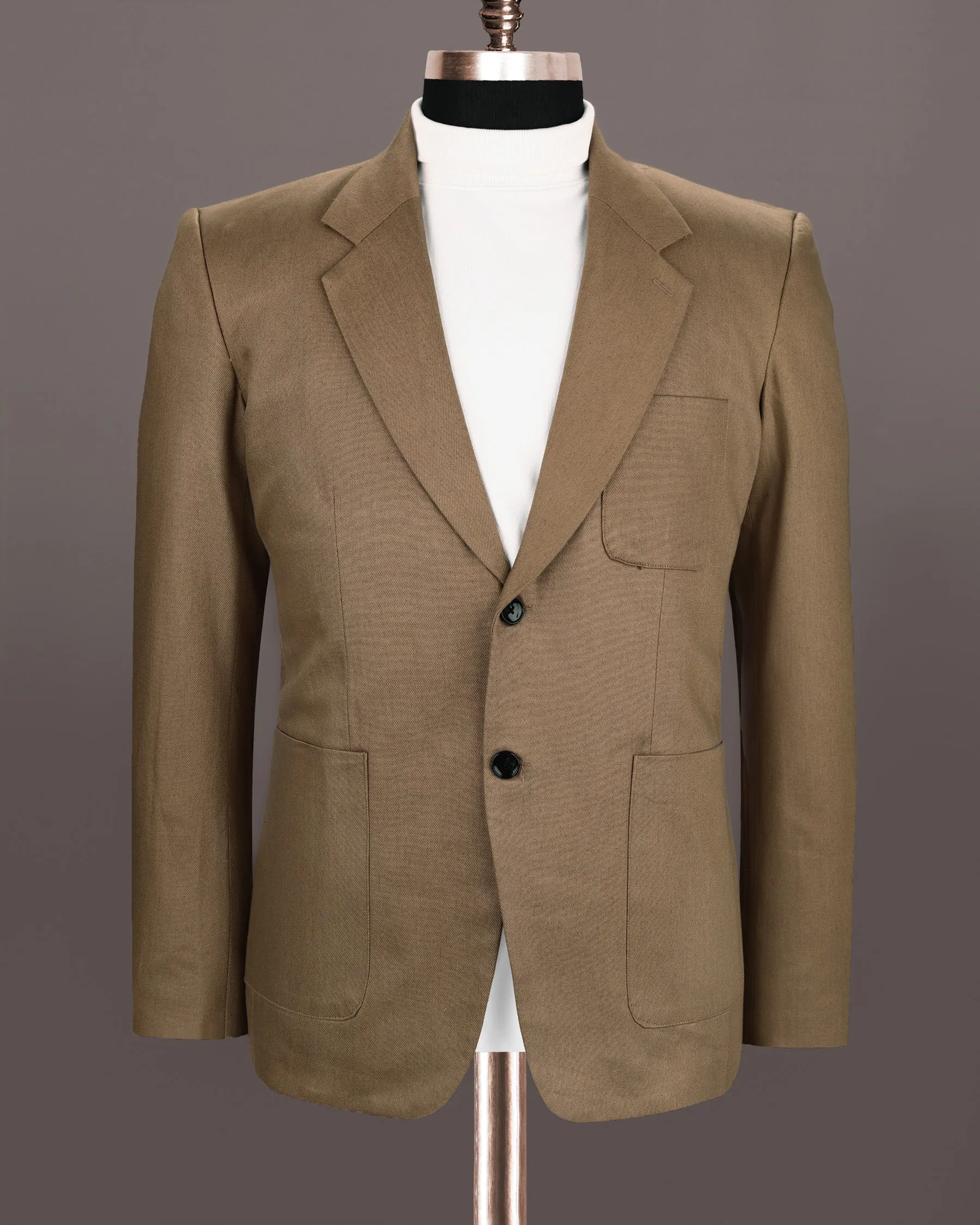 Shadow Brown Premium Cotton Solid Sports Blazer
