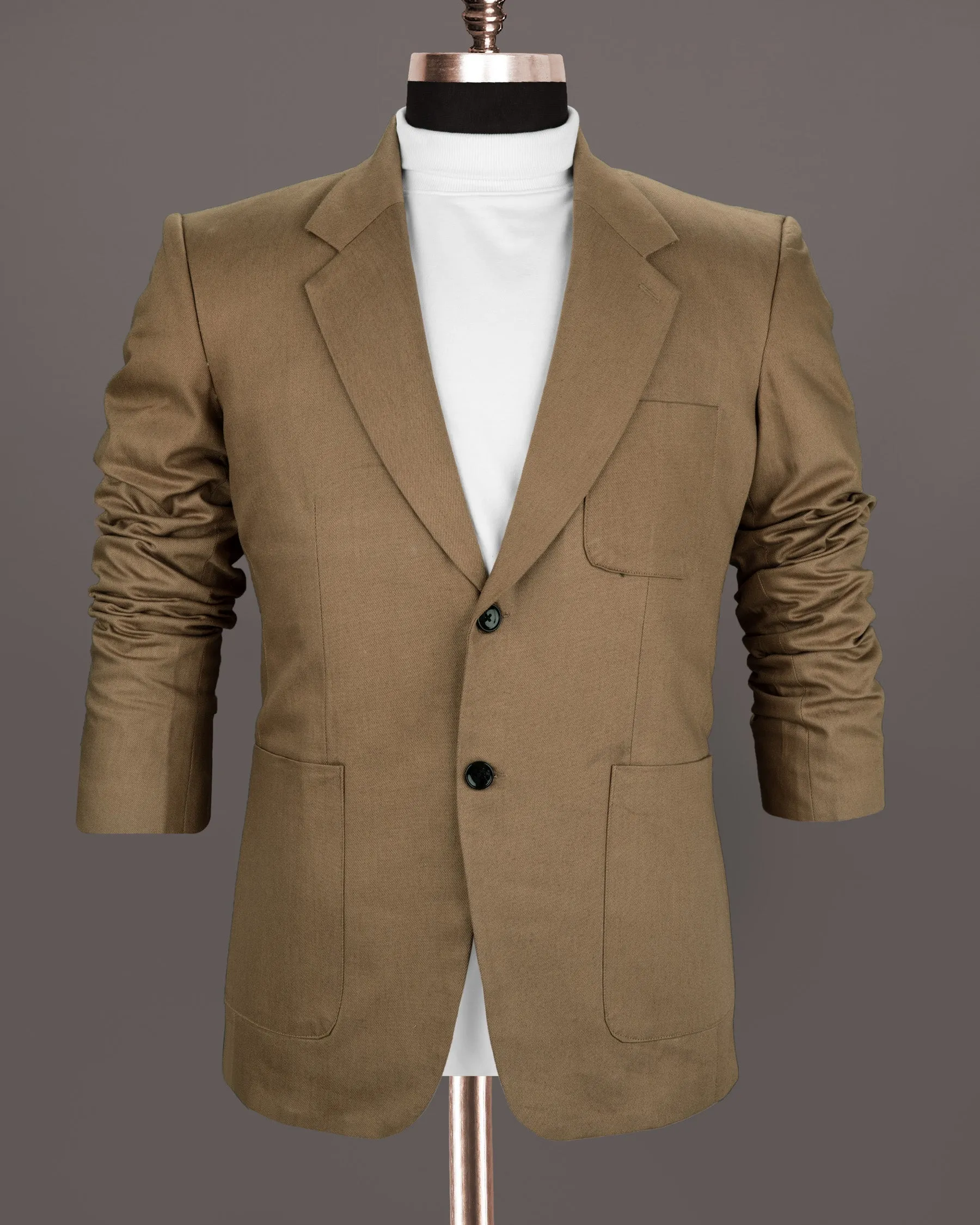 Shadow Brown Premium Cotton Solid Sports Blazer