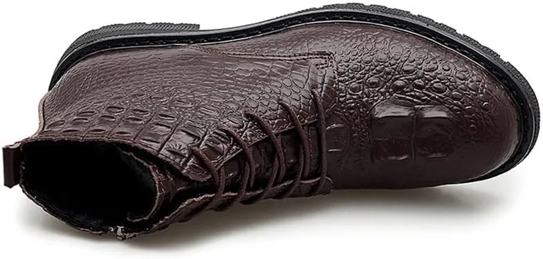 Shoes Men's Retro Side Zipper Lace-up Short Boots Comfortable High-top Round-toe Oxford Shoes for Travel Shopping Driving Men Flat Heel Casual Shoes