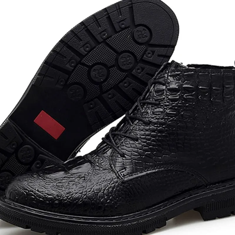 Shoes Men's Retro Side Zipper Lace-up Short Boots Comfortable High-top Round-toe Oxford Shoes for Travel Shopping Driving Men Flat Heel Casual Shoes