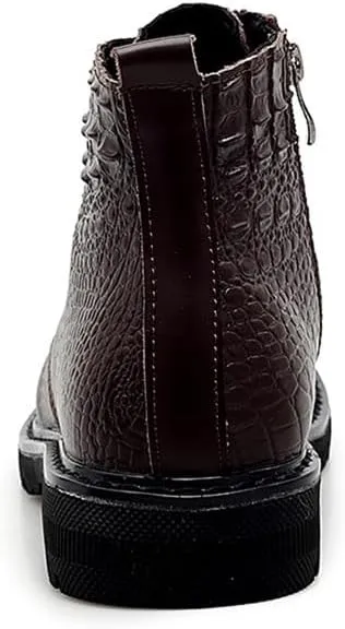 Shoes Men's Retro Side Zipper Lace-up Short Boots Comfortable High-top Round-toe Oxford Shoes for Travel Shopping Driving Men Flat Heel Casual Shoes